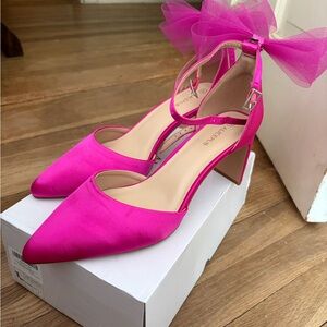 Alicepub Pink Heels with Bow Accent